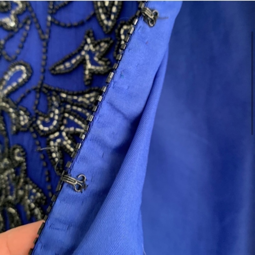 Vintage Papell Boutique evening beaded crop jacket elegant royal blue, S PL - Picture 4 of 14
